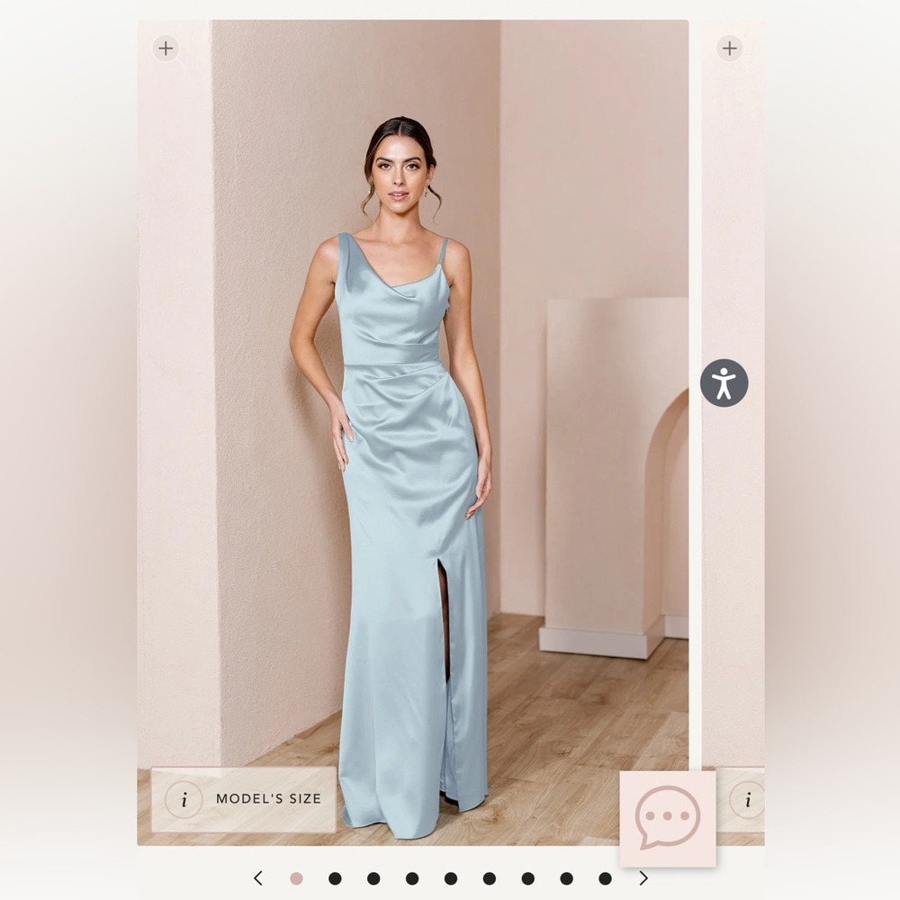 Revelery light blue satin wedding dress